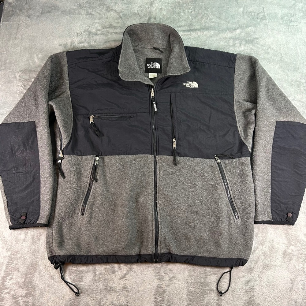 The North Face Denali Fleece Jacket Mens XL Gray Black Full Zip Heavyweight Coat